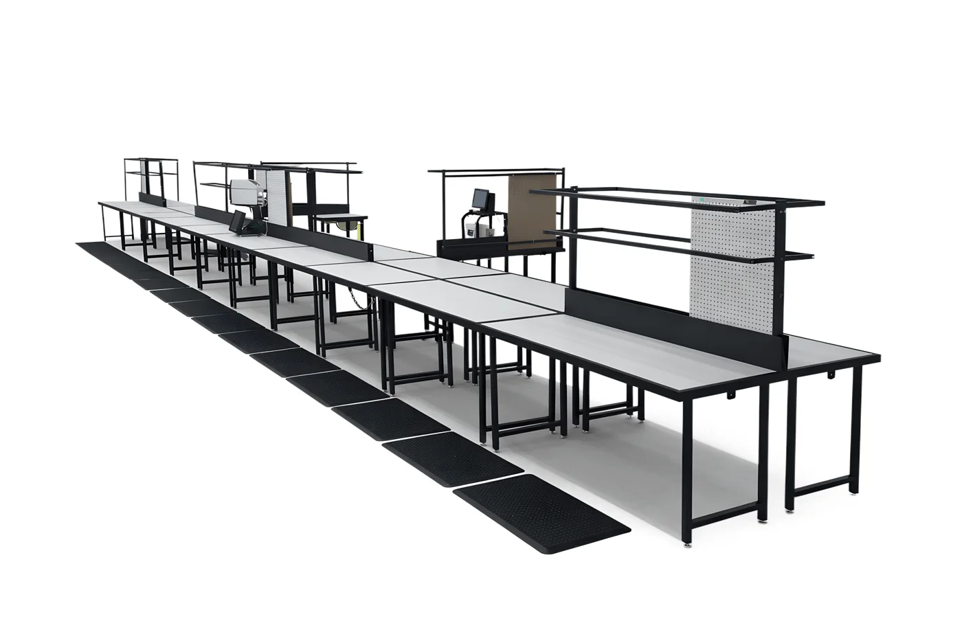 Welded steel modular lean table sorting line fabricated by Rangeview